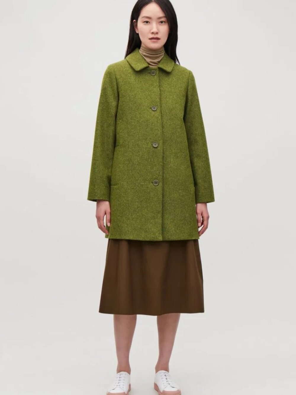 COS Green Straight Wool Coat
